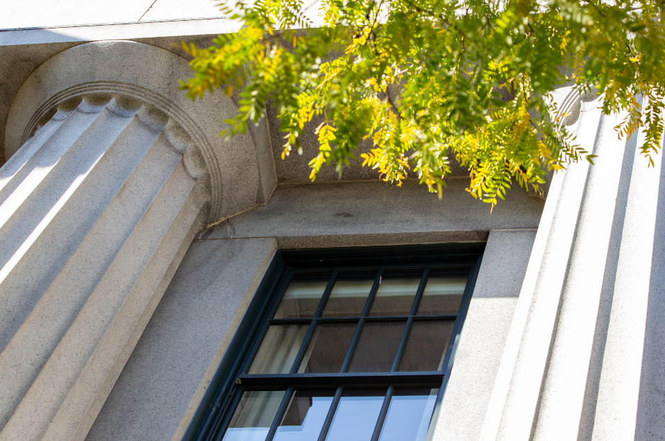 Exterior of a bank office building